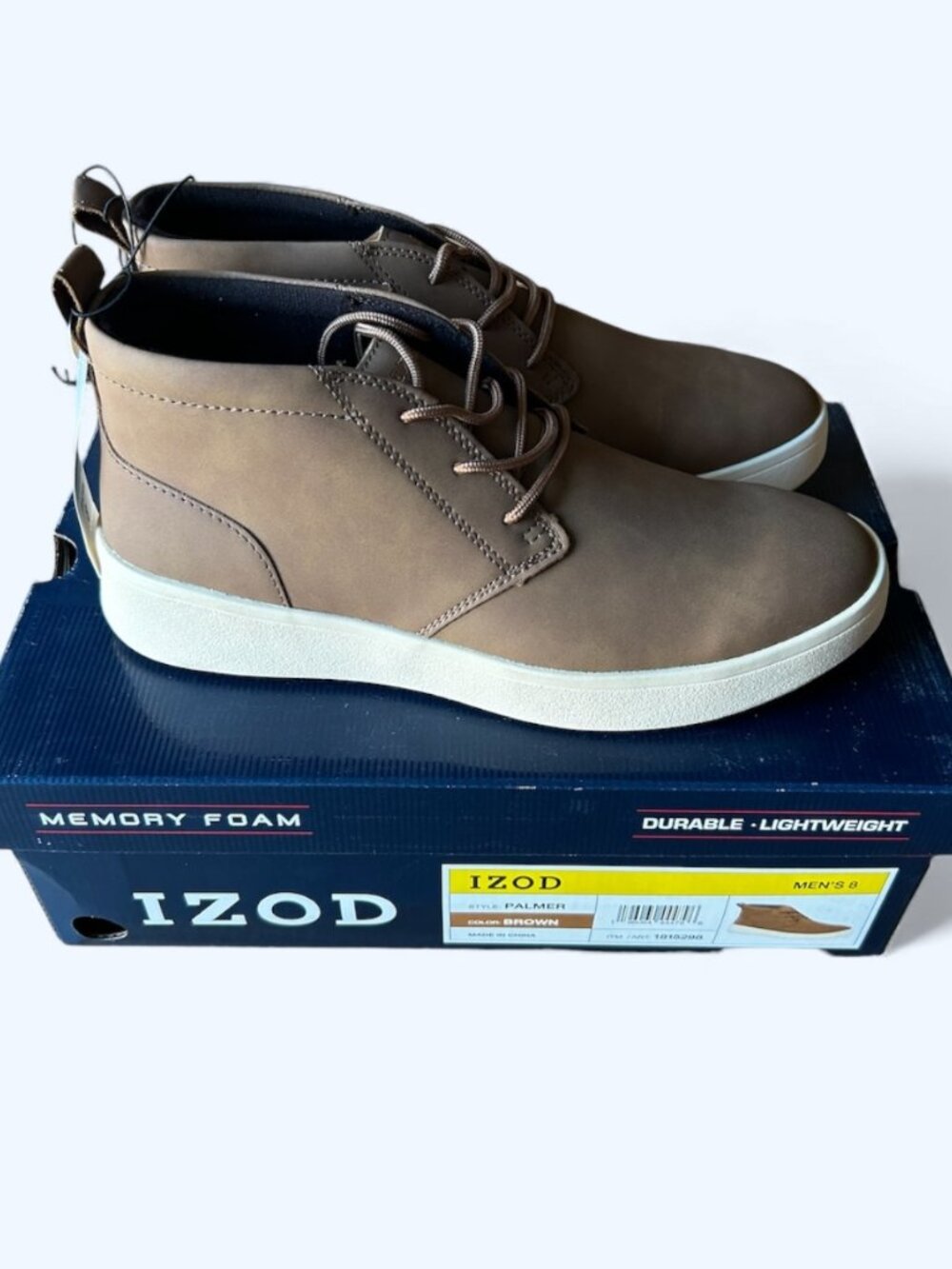 IZOD Men's Palmer Chukka Boot Memory Foam Brown Size 8